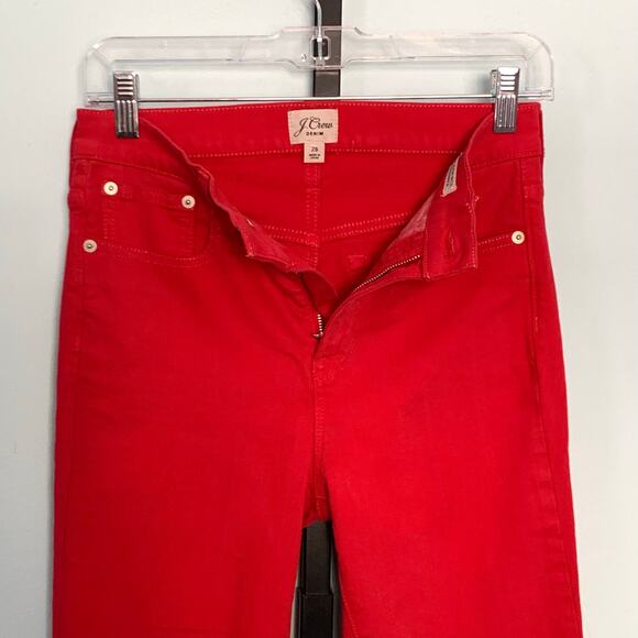 J. Crew 10" High-Rise Toothpick Jean in Red Garment-Dyed Denim Size 26 - Picture 4 of 8